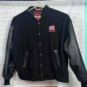 Lettermen’s Leather & Wool Jacket Bill O’Reilly “no spin” jacket 2X Made in USA